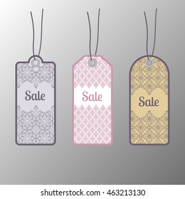 Price tags, label. Floral design vector icons