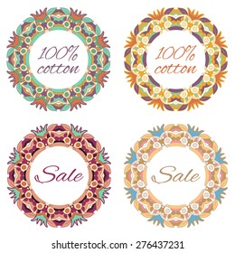 The price tags with the ornament. Vector