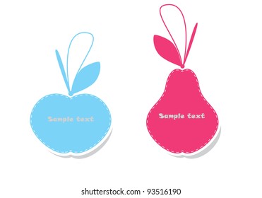 Price tags pear and apple