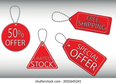 Price tags red vector offer