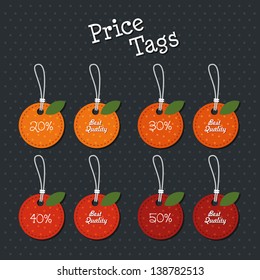 Price tags, Set of fruit shaped labels and tags.Vector.