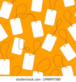 Price tags with string vector seamless pattern.