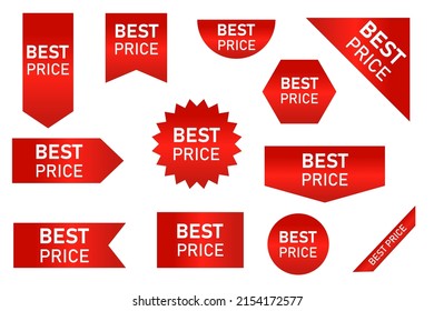 Price tags vector collection. Red ribbons, tags and stickers. Vector illustration. Best price.