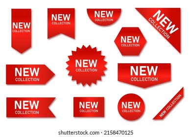 Price tags vector collection. Red ribbons, tags and stickers. Vector illustration. New collection offers.