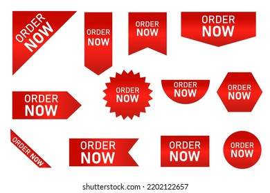 Price tags vector collection. Red ribbons, tags and stickers. Vector illustration. Order now offers.