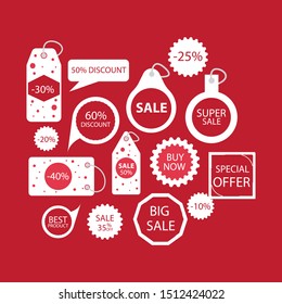 Price tags vector collection. Ribbon sale banners isolated. New collection offers.