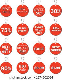 Price tags vector collection. Ribbon sale banners isolated. New collection offers