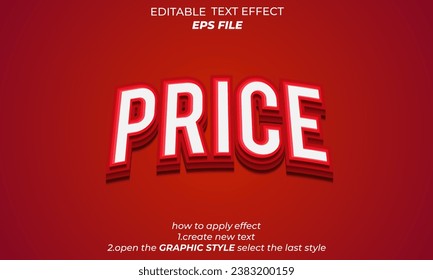 price text effect, font editable, typography, 3d text. vector template