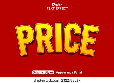 price text effect with orange graphic style and editable.