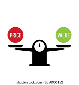 Price and Value Balance concept on white background. Vector