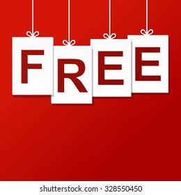  price vector Free paper  sale label.  isolated on red background.