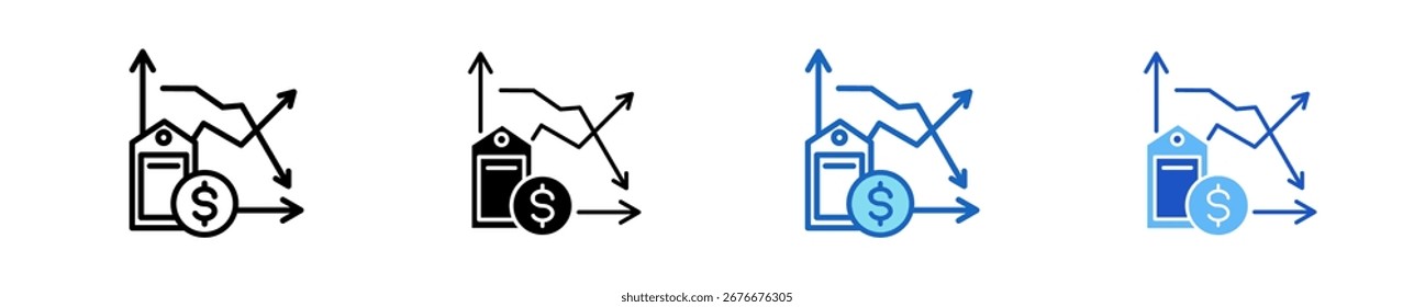 Price Volatility Icon Set Multiple Style Collection