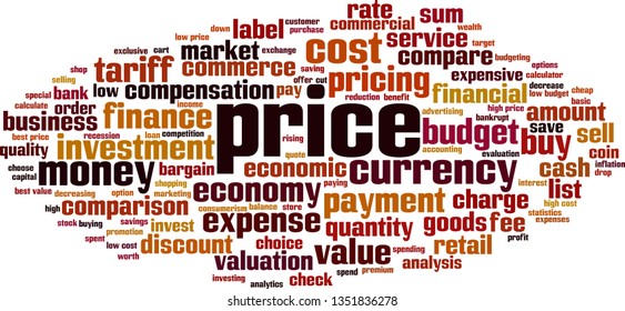 Price word cloud concept. Collage made of words about price. Vector illustration
