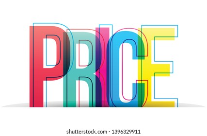 Price word colorful vector letters isolated on a white background. Typography flat design banner card