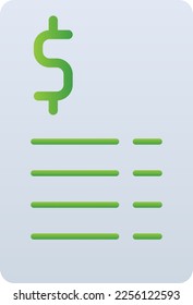 Pricelist business icon with green duotone style. Purchase, paper, document, bill, invoice, finance, file. Vector illustration