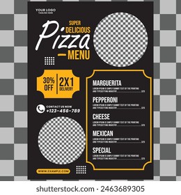 pricelist menu food and drink retro pizza restaurant syle template