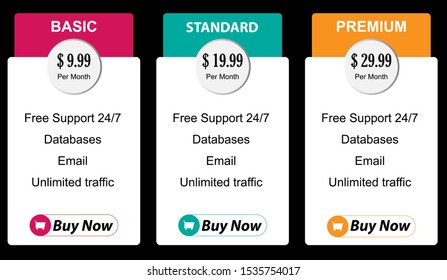 Price-list and web design boxes of banners. 