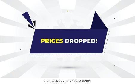 Prices Dropped editable eps web banner vector art illustration template deep blue shapes yellow bold font white gray gradient abstract sun shine business promo background 4k modern sale marketing design