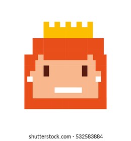 pricess girl pixelated icon vector illustration design