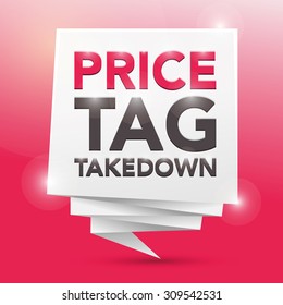 PRICE-TAG TAKEDOWN, poster design element