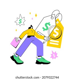 Pricing abstract concept vector illustration. Product price, service pricing, online shop, e-commerce, know prices, subscription plan, website page, UI element, interface design abstract metaphor.