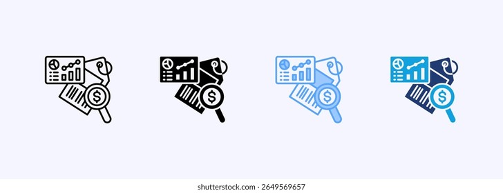 Conjunto de Ícones do Pricing Analytics e Conjunto de Vários Estilos