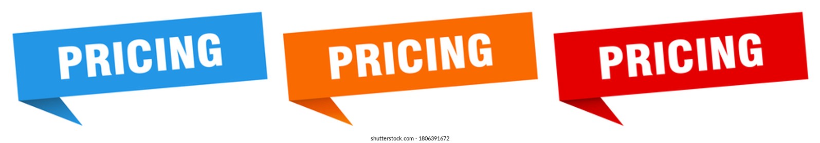 pricing banner. pricing speech bubble label set