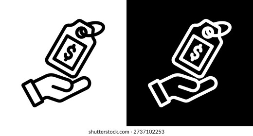 Pricing Icon Of Line Black And White Style Vector Illustration

