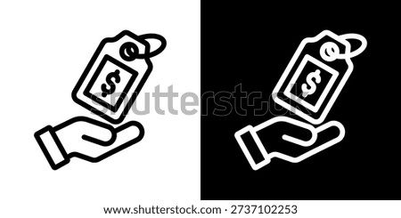 Pricing Icon Of Line Black And White Style Vector Illustration
