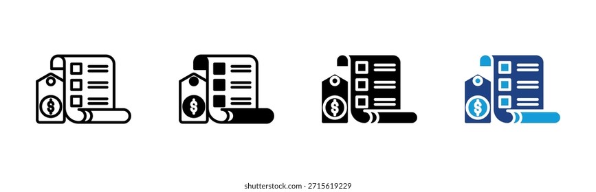 Ícone de precificação definir coleção de vários estilos