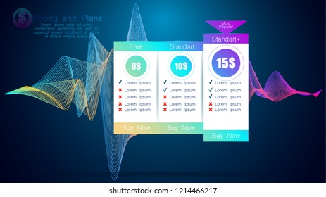 Pricing List with 4 Versions Comparison, pricing and plans landing page.