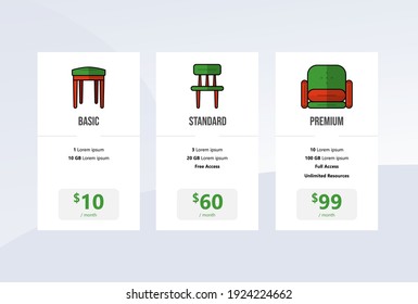 Pricing plan banners infographic template user interface