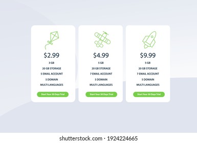 Pricing plan banners infographic template user interface