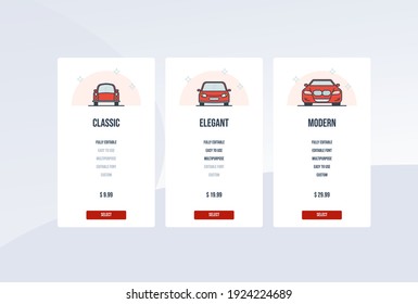 Pricing plan banners infographic template user interface