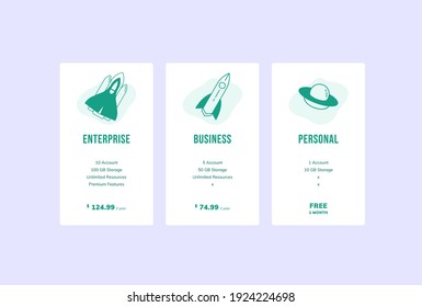 Pricing plan banners infographic template user interface