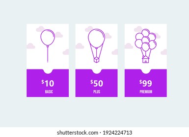 Banners de plan de precios interfaz de usuario de plantilla de infografía