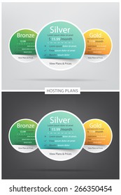 Pricing plans for websites and applications. Circle hosting table, banner. Vector illustration
