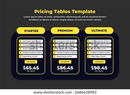 Pricing plant tariff subscription template