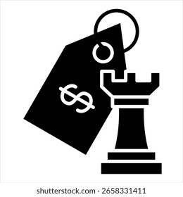 Ilustração do vetor do ícone de glifo da estratégia de precificação