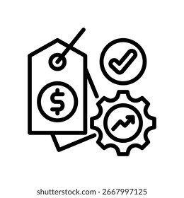 Ilustración vectorial de línea de ícono de estrategia de Precios