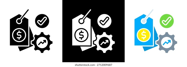 Conjunto de iconos de estrategia de Precios Ilustración vectorial de glifos