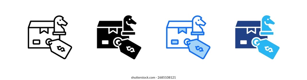 Ícone de Estratégia de Precificação Definir Conjunto de Vários Estilos