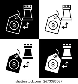 Conjunto de iconos de estrategia de Precios en Ilustración vectorial de estilo de esquema y glifo