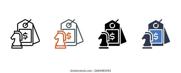 Precios Estrategia Ilustración vectorial de estilo de icono múltiple