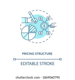 Pricing structure turquoise concept icon. Market share. Sales analysis. Corporate finances chart. Business idea thin line illustration. Vector isolated outline RGB color drawing. Editable stroke