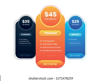 pricing table chart design with info 