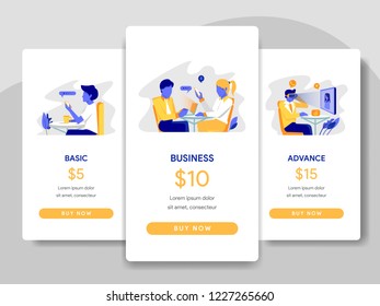 Pricing Table Comparison with Office Illustration Concept. Modern flat design concept of web page design for website and mobile website.Vector illustration