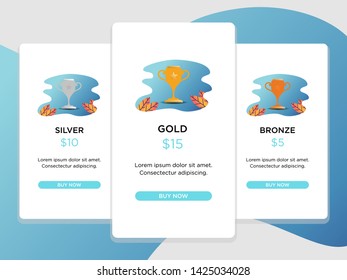 pricing table comparison with  trophy illustration