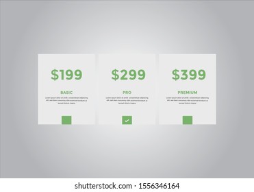 Pricing table design, box, button, list for web. price list. mobile. Vector. EPS 10