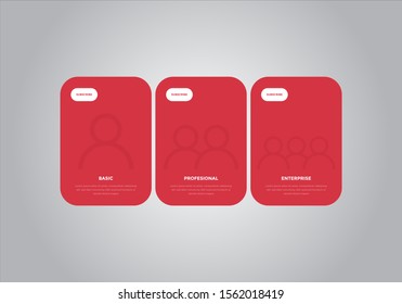 Pricing table design, box, button, list for web. price list. mobile. Vector. EPS 10